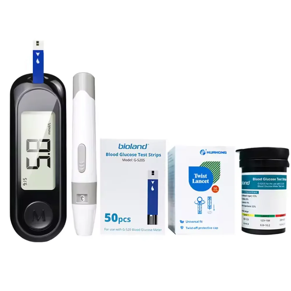Medidor de glicose no sangue kit de teste de diabetes lanceta máquina medidor de açúcar no sangue glicosômetro 50 tiras de teste 5S obter resultados rápidos