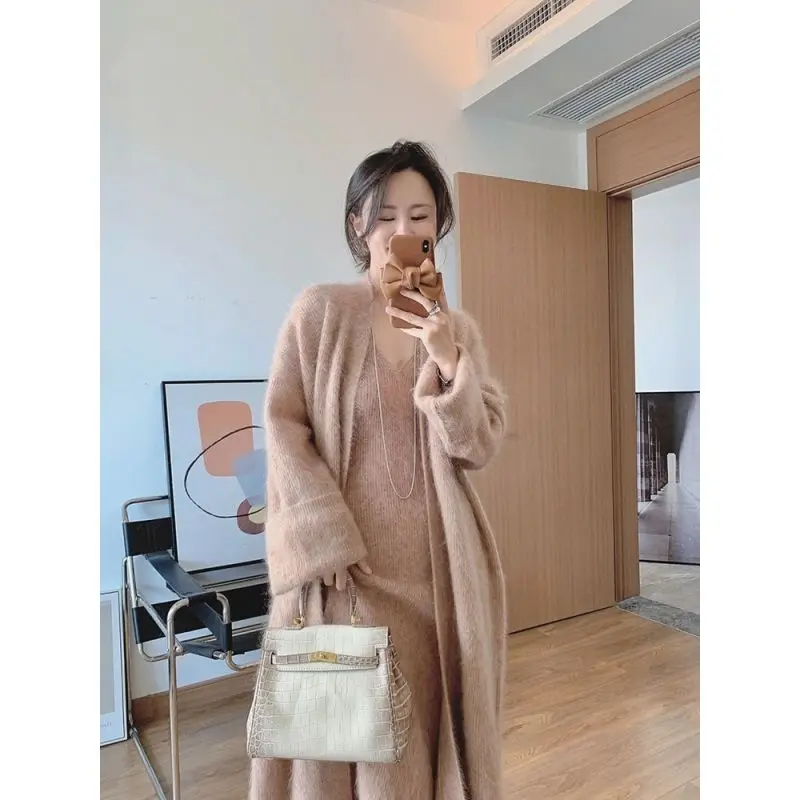 Women Knitted Dress and Fashion Knitwear Cardigans Two Piece Suits Ladies Slim Elastic Oversized Basic Bodycon   G293