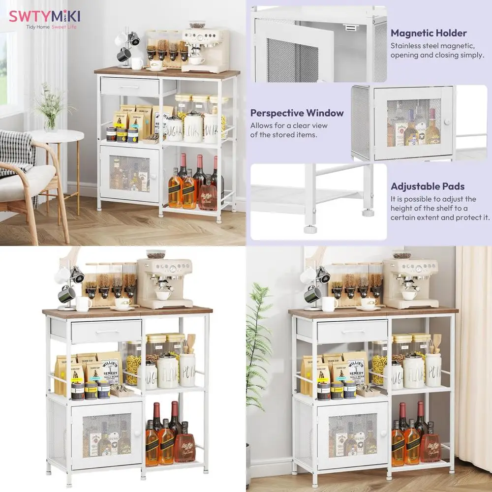 

Multi-pose Oak Home Coffee Stand Station, Ideal for Small Spaces - Kitchen or Living Room Use