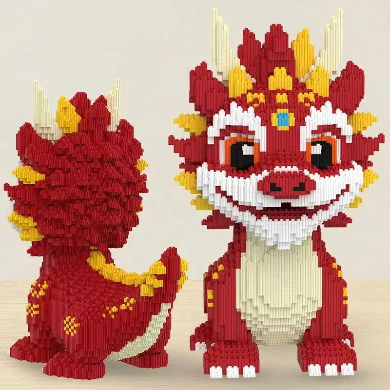 New Dragon Building Blocks Assembly Toy DIY Small Particle Puzzle Ornaments 3D Desktop Decoration Boys Girls Birthday Gift