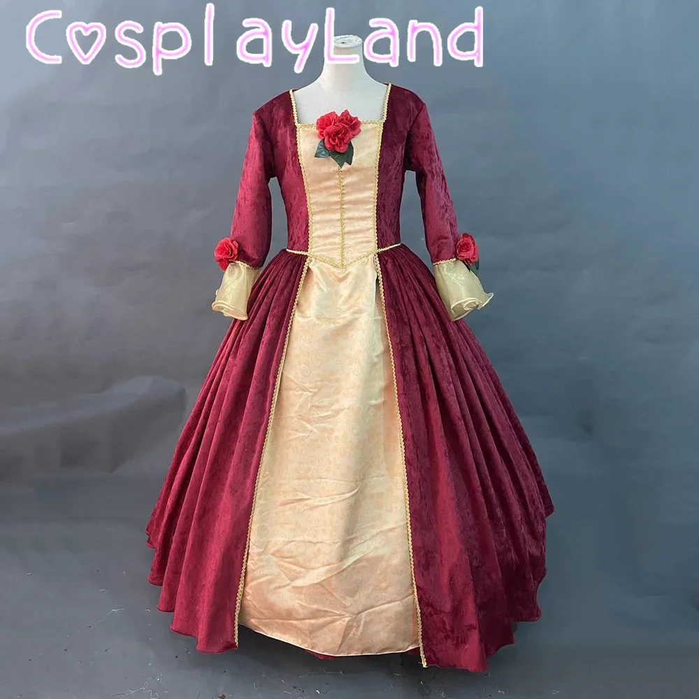 

Princess Belle Dress Cosplay Costume Halloween Carnival Party Ball Gown Princess Dress With Petticoat Red Women Fashion Dress