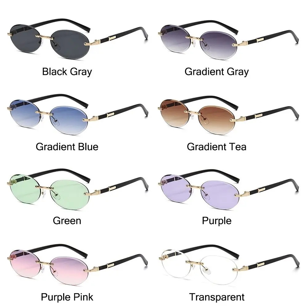 خمر قطع الحافة البيضاوي الإطار النظارات الشمسية الشارع نمط فرملس الهيب هوب نظارات شمسية UV400 حماية فاسق ظلال للنساء