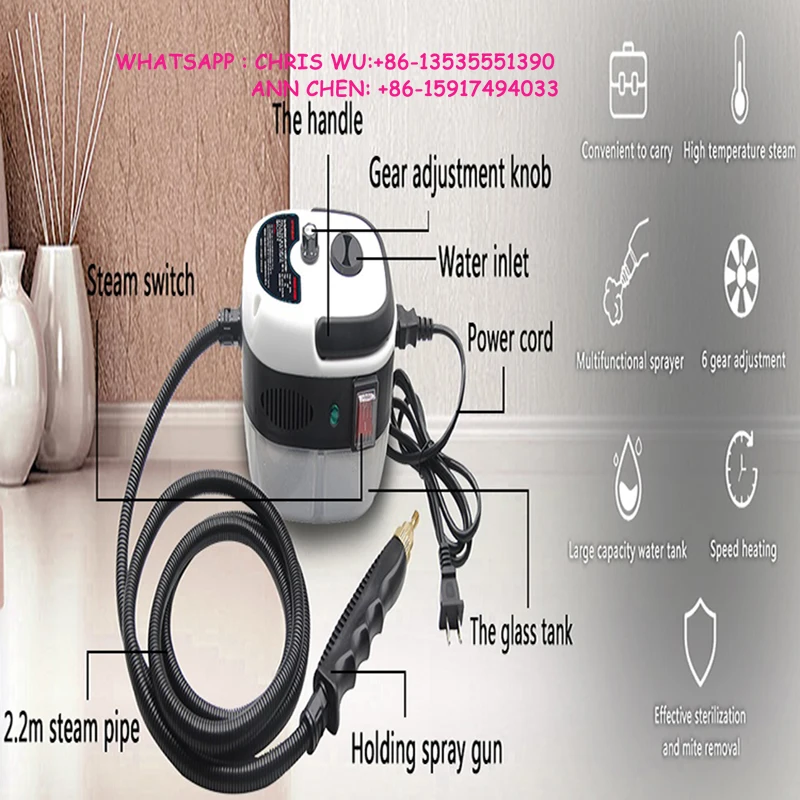 Handheld High Temp Steam Cleaner Pressure Cleaning Machine For Home Car Office Room 2500W 1800W 110V 220V