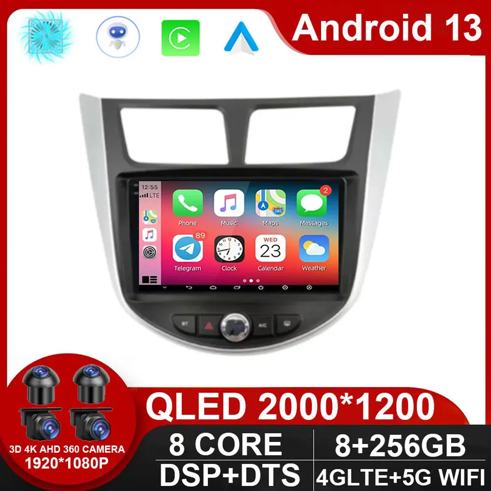 

Android 13 DSP Car Radio For Hyundai Solaris Verna Accent 1 2010 - 2016 2 Din 4G Multimedia Video Player Navigaion GPS Head Unit