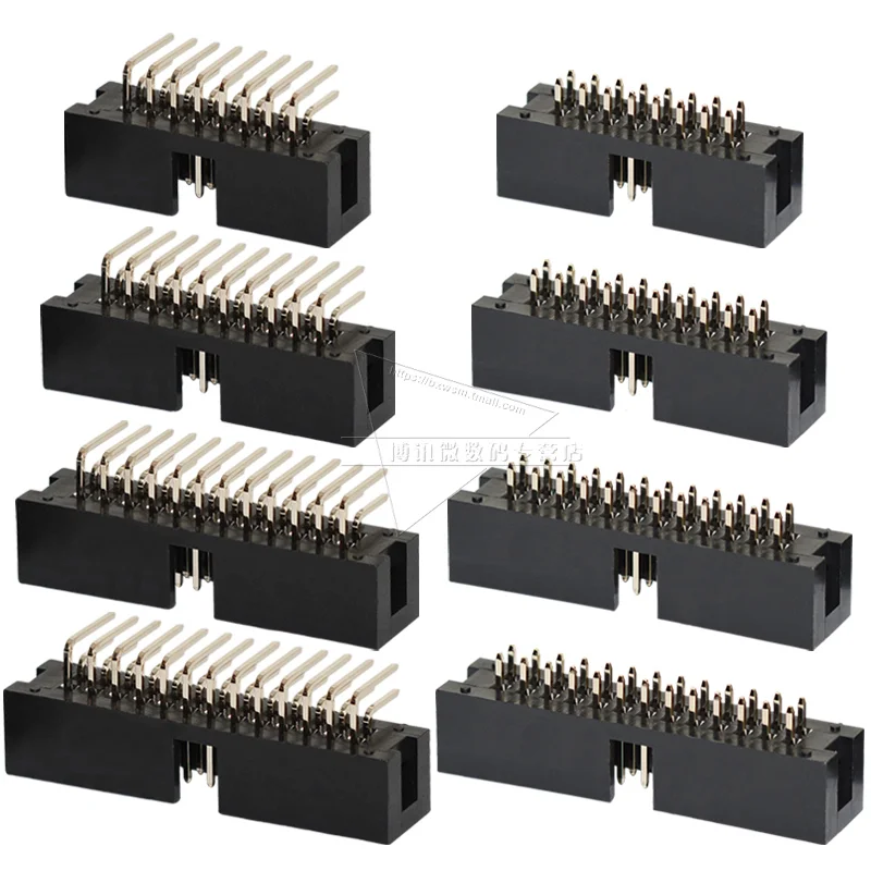 10PCS DC3 6P/8P/10P/14P/16P/20P/30P/34P/40P/50 Pin 2.54MM Socket Header Connector ISP Male Double-spaced Straight Curved Needle