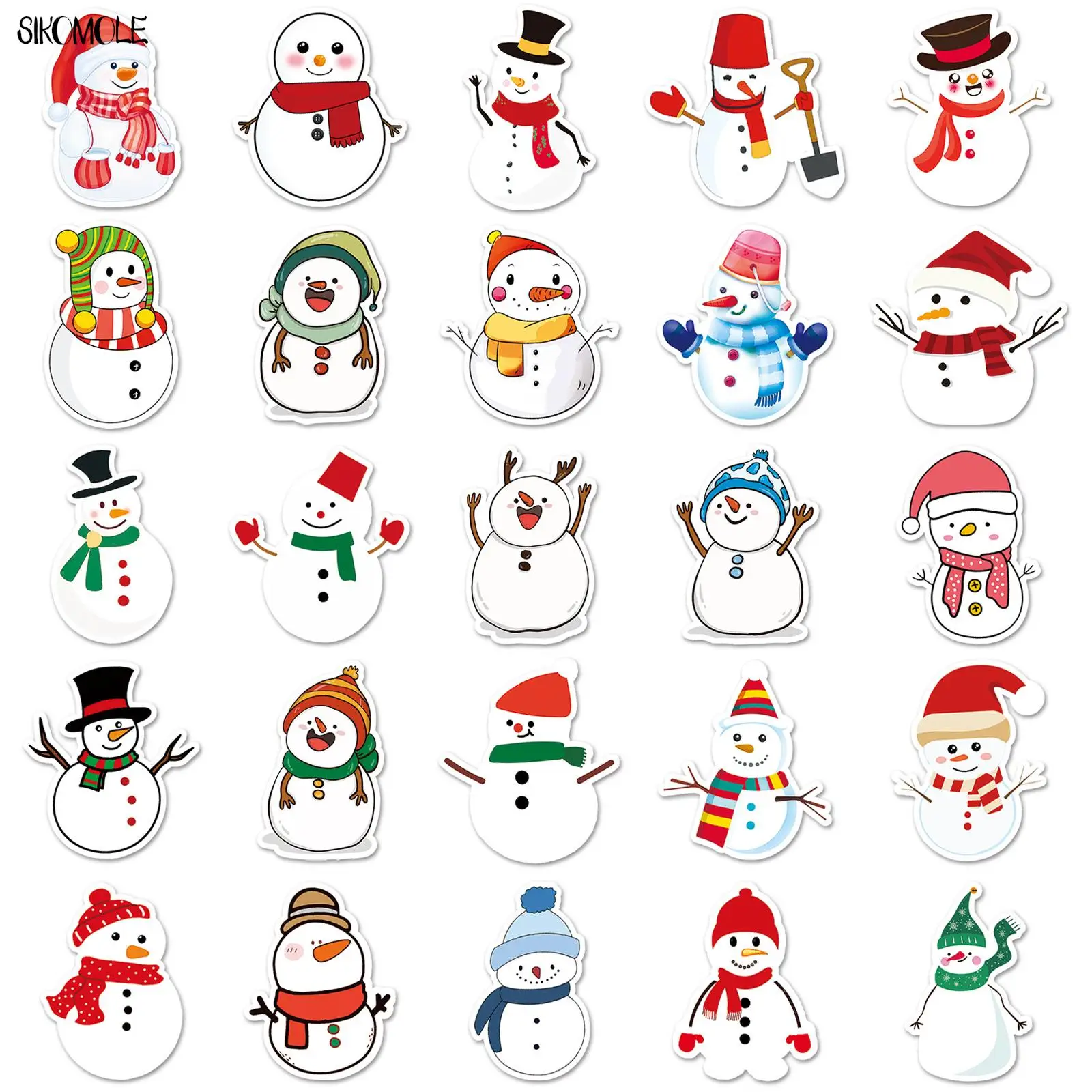 10/30/50pcs Christmas Snowman Stickers DIY Gift Kid Toys Laptop Suitcase Skateboard Phone Guitar Decal Graffiti Cartoon Sticker