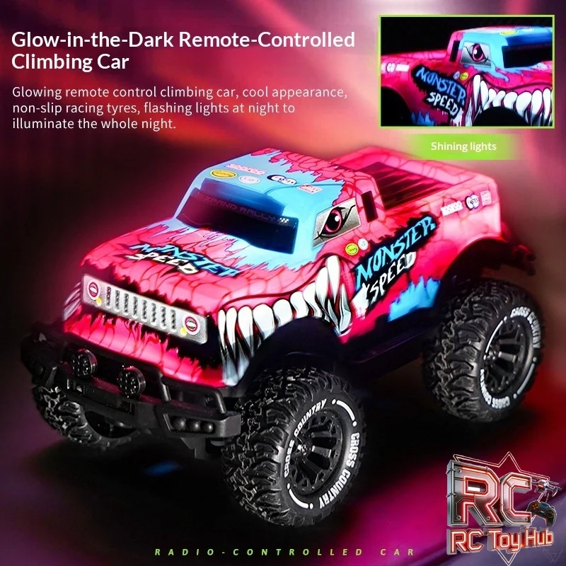 

Детский радиоуправляемый монстр-трак в масштабе 1:20, модель внедорожной игрушечной машинки в стиле акулы со светящимися элементами, батарейки в комплект не входят