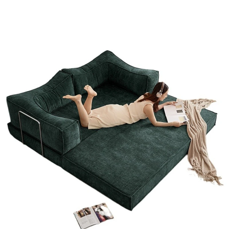 Vintage fabric sofa bed folding dual-purpose small apartment living room bedroom home use