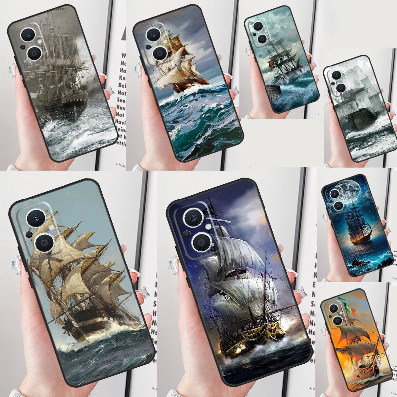 Ships Paintings Case For OPPO Reno 8 Lite 4 5 6 7 Reno 10 Pro 8T 4Z 5Z Find X2 X3 Lite Neo X6 X5 Pro Cover