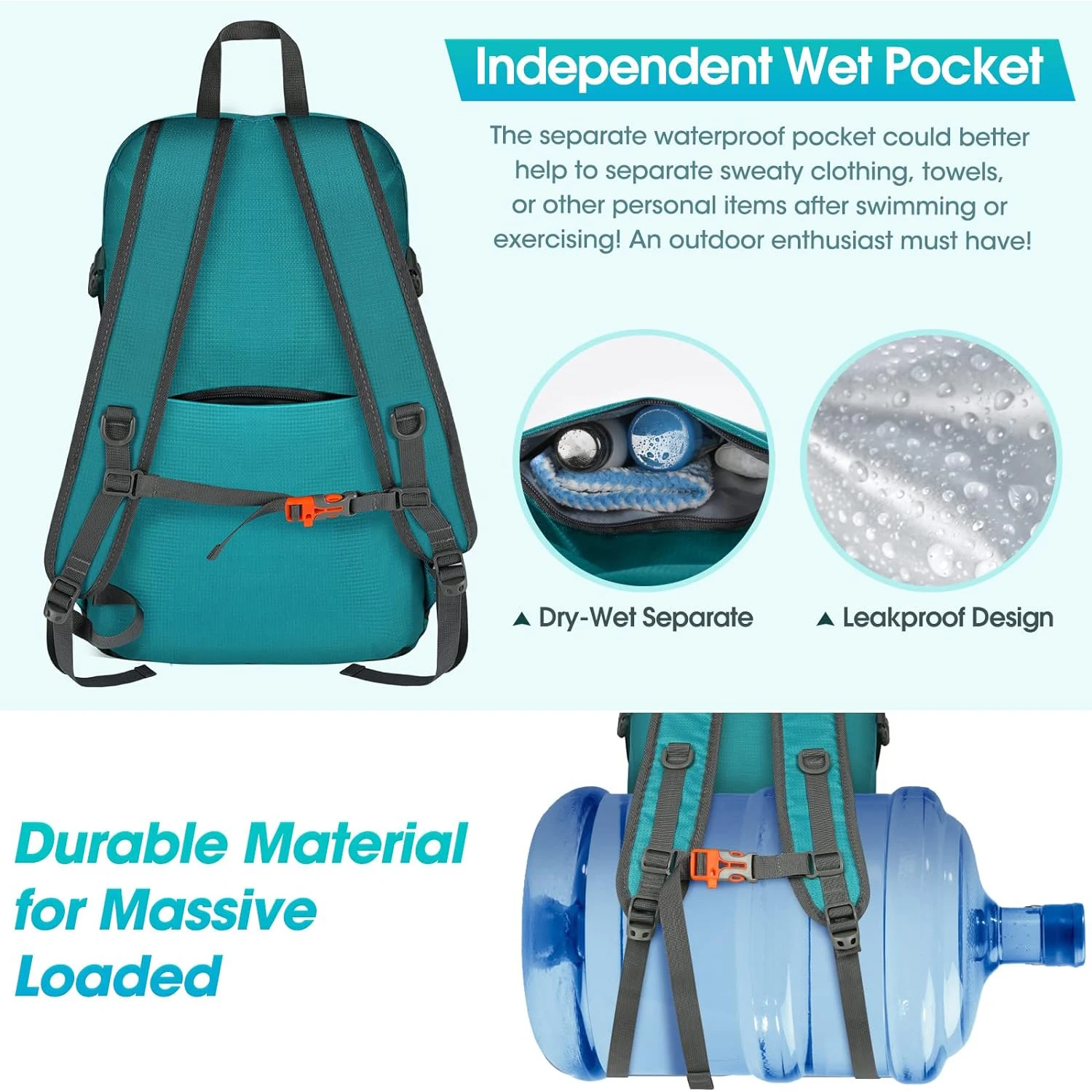 RAINSMORE Lightweight Hiking Backpack 40L Waterproof Camping Backpack Packable Backpack for Women Men Outdoor Travel Daypack