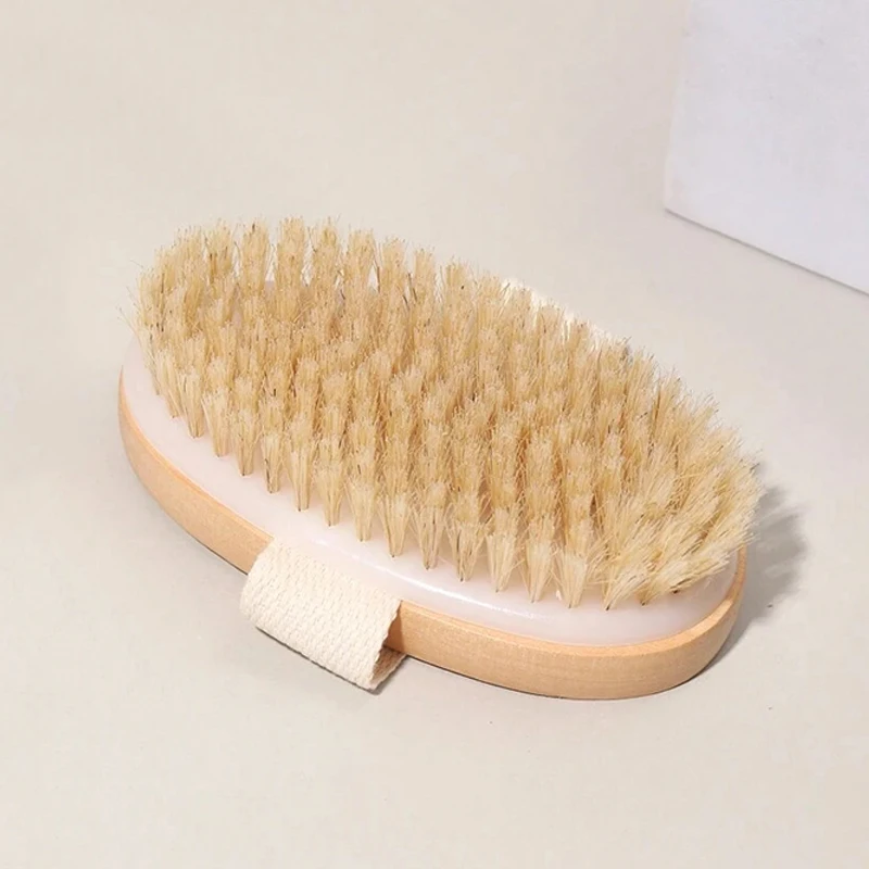 Körperbürste für nasse und trockene Haut, natürliche Schweineborsten, Peeling für trockene Haut, Körpermassage, Reinigung, SPA-Werkzeug für Cellulite, Lymphdrainage – Detail 3