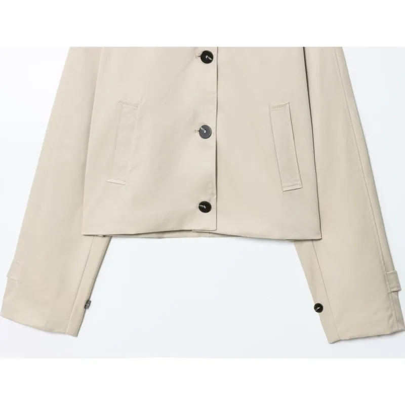 سترة قصيرة للنساء من HipSeam طاردة للماء مع زر موضة الخريف وياقة مقلوبة وجيب معطف واق من المطر سترات نسائية كاجوال