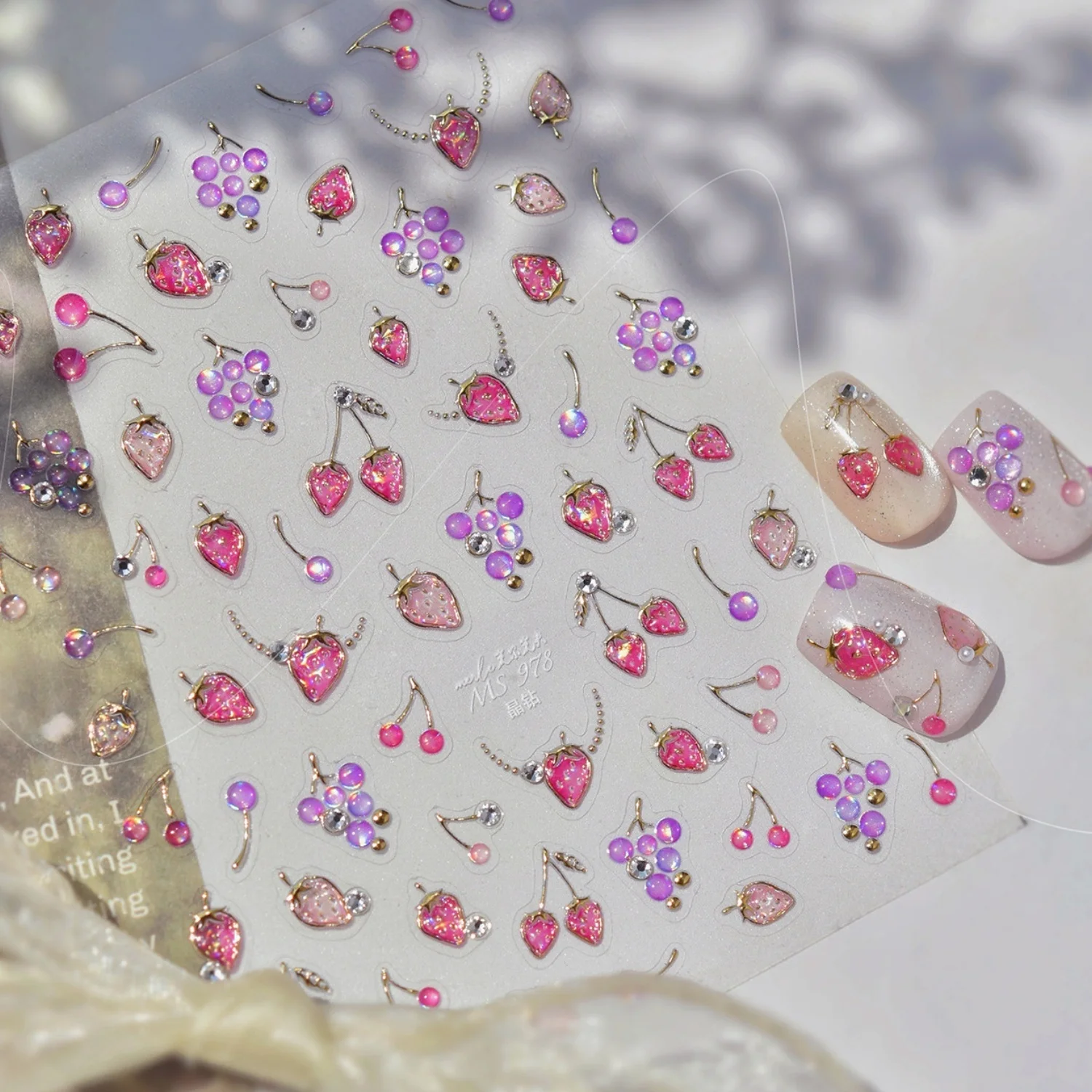 5D Cartoon-Brillen-Nagelaufkleber mit Rilakkuma-Motiv, rosa Schleife, Sakura-Stern, Pfotenabdruck, niedliche selbstklebende Nagelkunst-Sticker-Zubehör – Detail 17