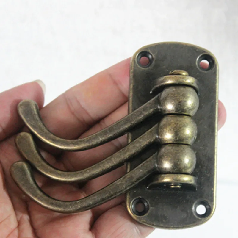 Metal Foldable Cloak Hook, Triple Hook Swivel 3 Hooks, Wall Mounted Home Storage Hanger, No Hole Punching, With Mounting Screws