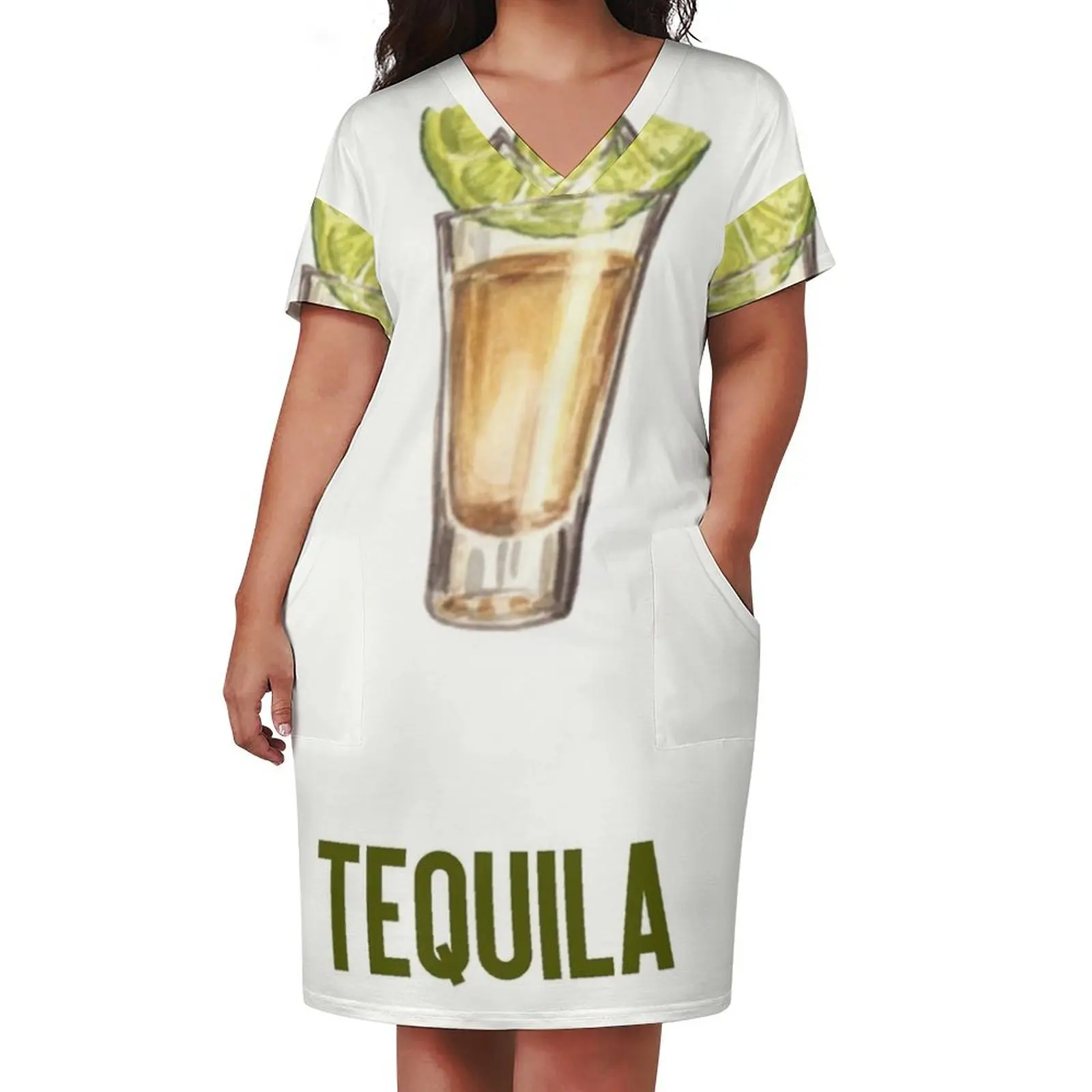 Tequila Shot Poster Loose Pocket Dress Clothing female Dress woman women long dresses