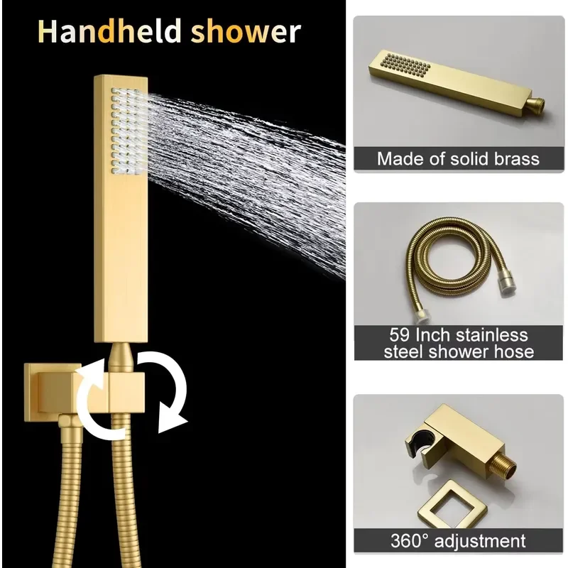 Smart LED Shower Set Bathroom Music Concealed Rainfall System Black Matte Wall Mounted Luxury Spa Home Hotel Decor Gift view 5