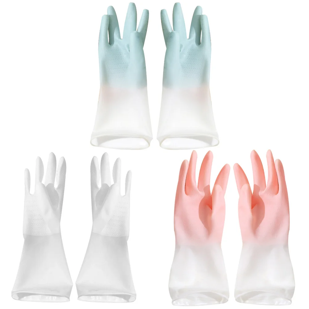 

1 set Waterproof Dishwashing Gloves Heavy Duty Rubber Kitchen Cleaning Gloves For Household Hand Protection Laundry Garden Car