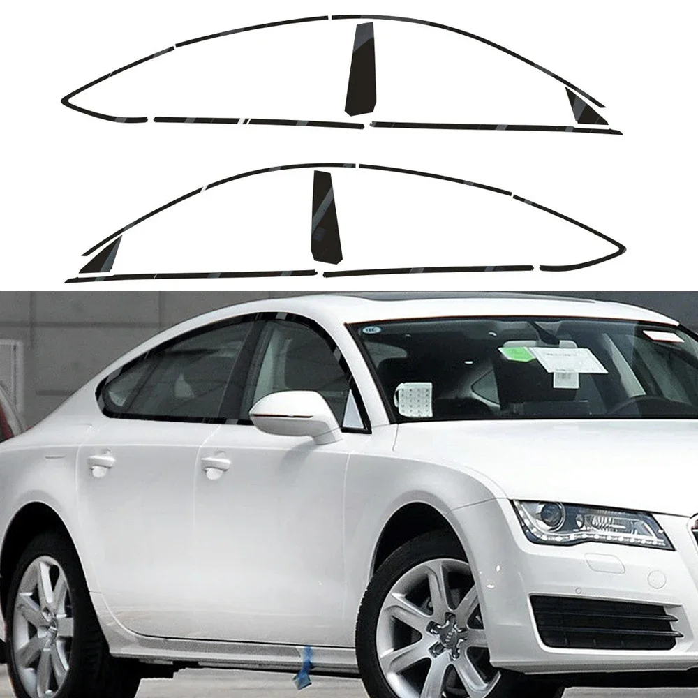 Glossy Black Chrome Delete Window Trims For Audi A7 4GB 2010-2017