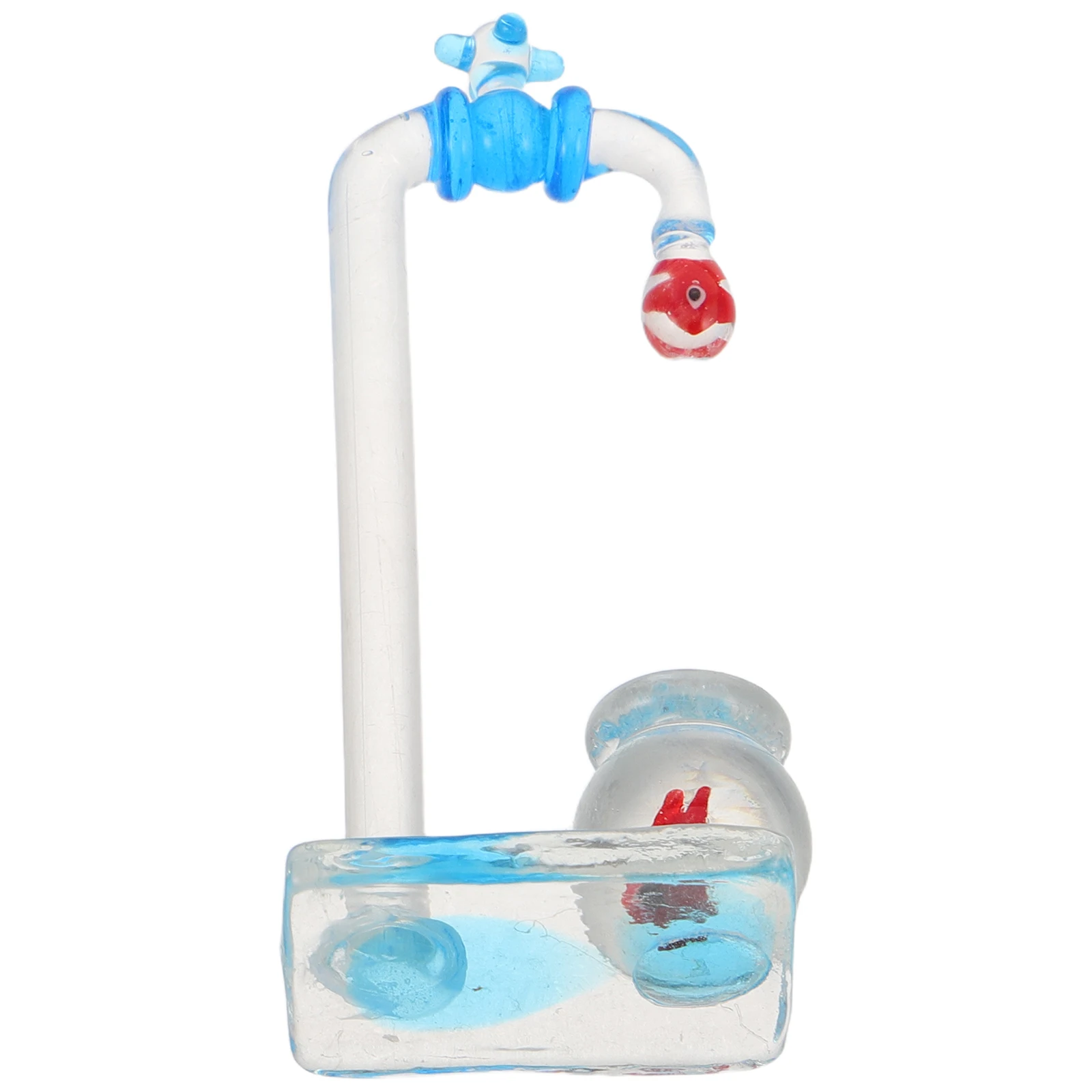 

Glass Goldfish Bowl with Floating Tap Design - Unique Desk Aquarium Decor for Home Office Space Saver Compact Fish Tank Ornament