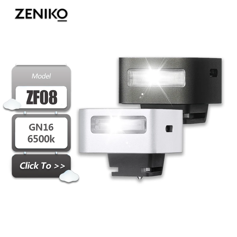 Zeniko ZF08 Mini Speedlite On Camera Flash 6500K GN16 5 Power Levels with Universal Hot Shoe Mount for Sony Canon Nikon Olympus
