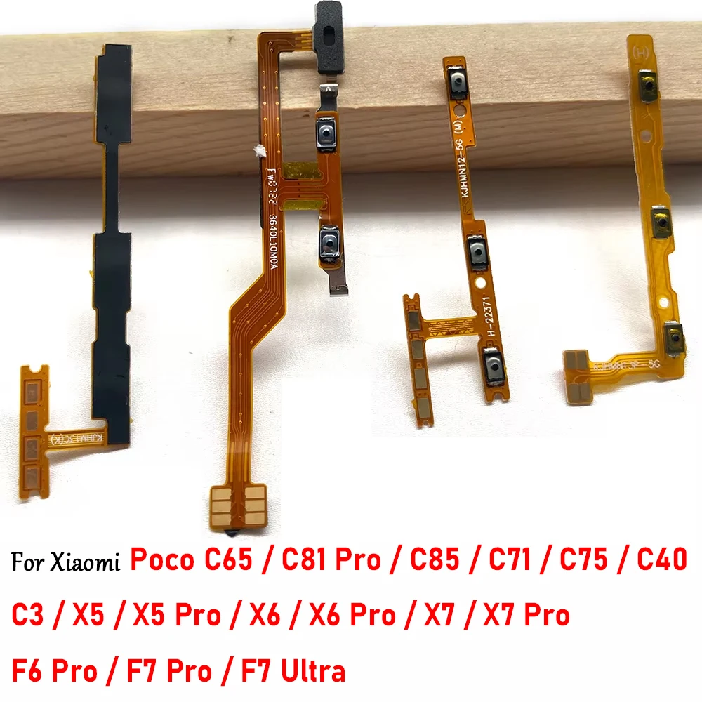 For Xiaomi Poco C65 C81 X8 Pro C85 C71 C75 C40 C3 X5 X6 X7 F6 F7 Ultra Power On Off Volume Side Button Key Flex Cable Replace