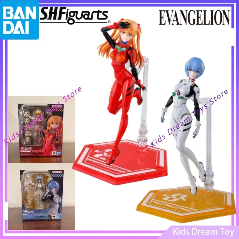 

Bandai Stock Original S.H.Figuarts Evangelion Anime -Shikinami Asuka Langley&Ayanami Rei- Action Figures Toys Collectible Model