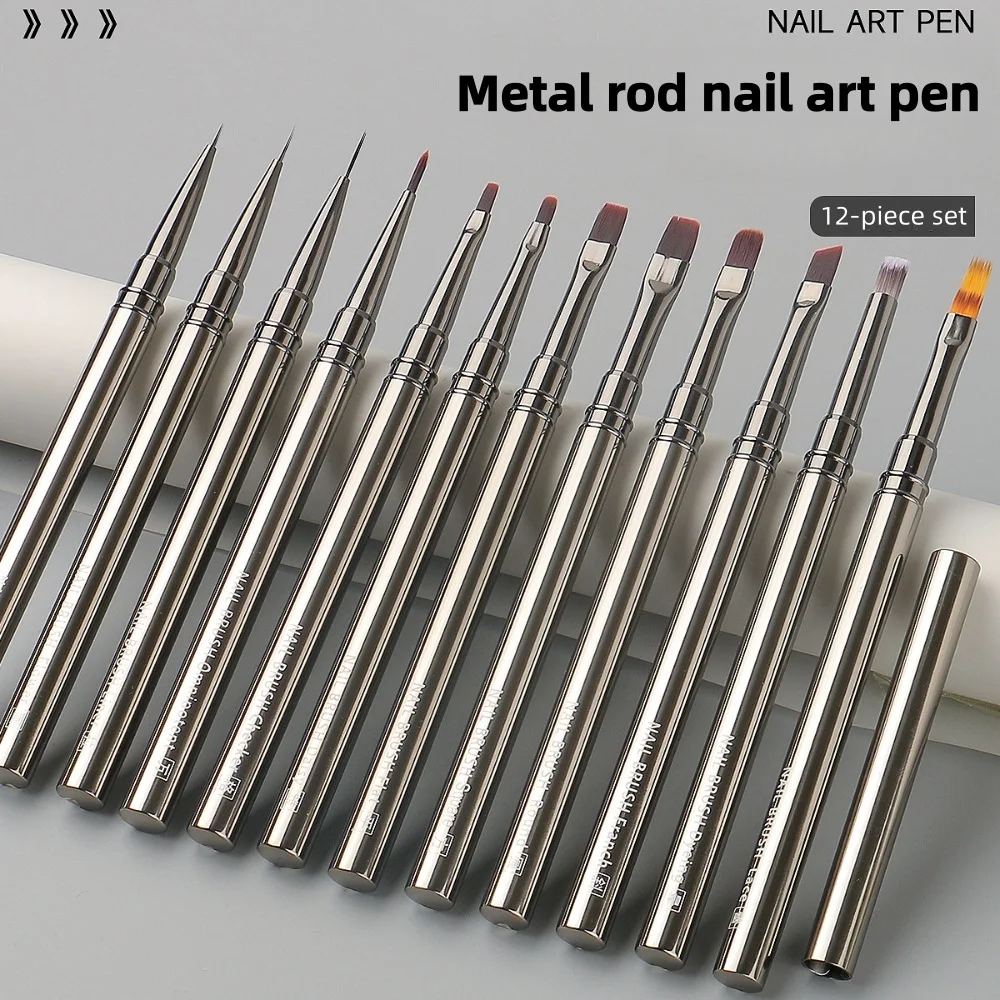

New Product 12 Pcs Set Nail Art Brushes Set Nail Art Design Pen Painting Tools with Gel Gradient Nail Supplies for Professionals