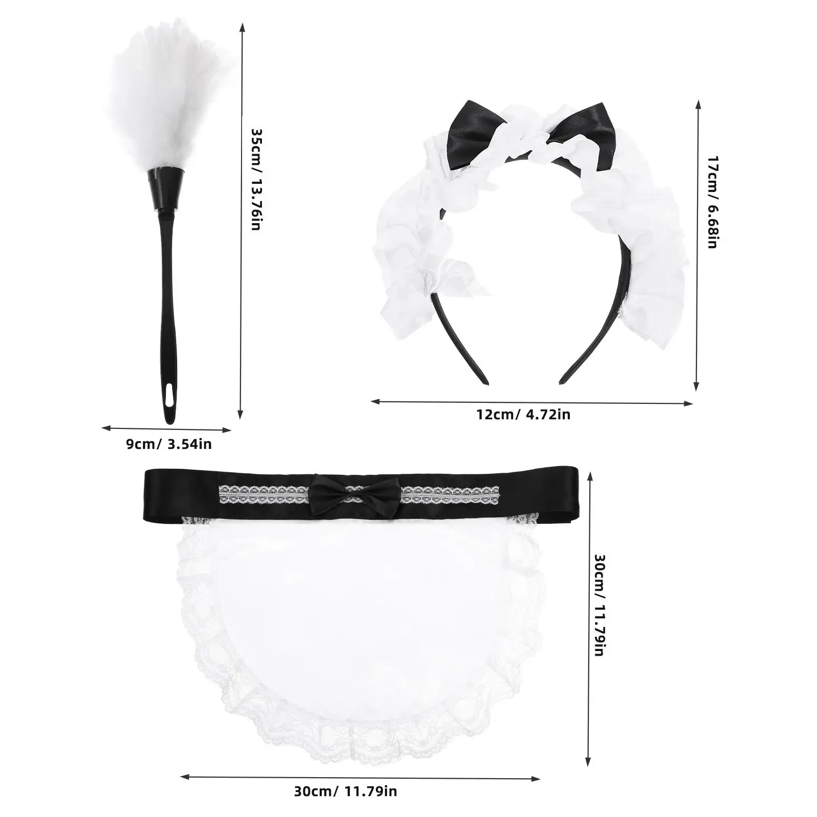 Apron Maid Dress up Headband Cosplay Costumes Girl Anime Head Band Plumage Duster Props Cleaning Lady Costume Accessories