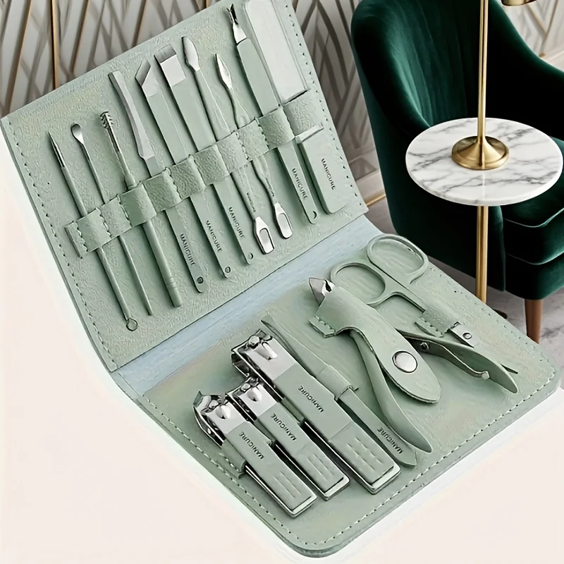 

Professional Manicure Set, High Grade Stainless Steel Nail Care Kit with Travel Case, Modern Beauty Tools for Home & Travel