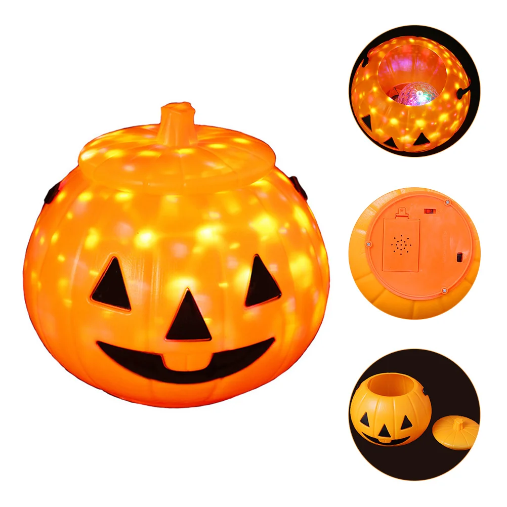 

Pumpkin Bucket Halloween Light Lanterns Decor Ornament Adornment Pvc Plastic Supplies Child Fall