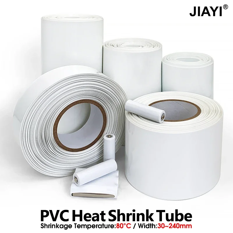 1~10m White Width 30~300mm PVC Heat Shrink Tube 18650 Lipo Battery Pack Cable Sleeve Lithium Insulated Film Wrap Case Protection