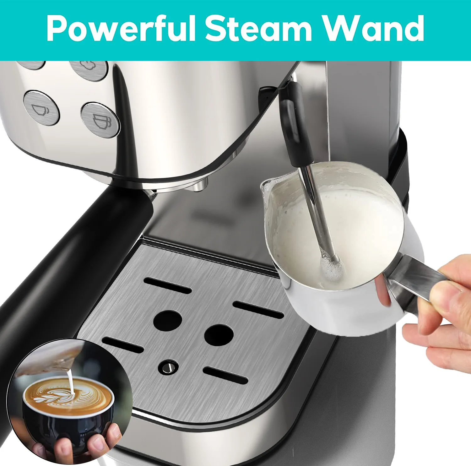 آلة اسبريسو شبه أوتوماتيكية ، المنزل ، الضغط العالي ، لوحة الاستخلاص ، آلة تخمير القهوة بالحليب ، عملية سهلة