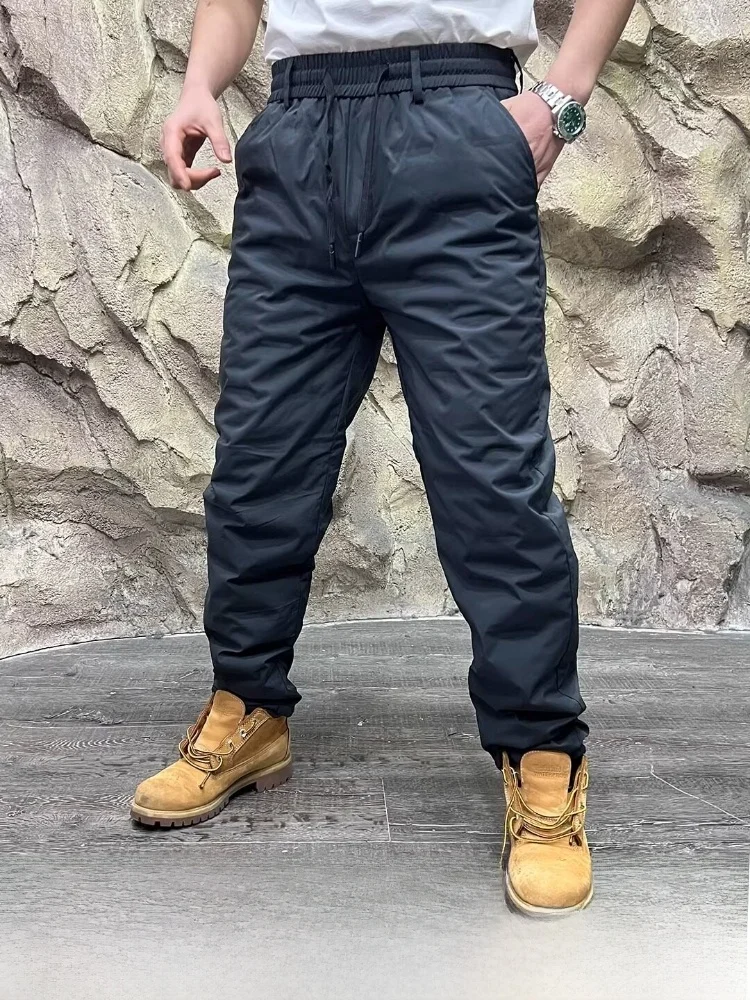 

Thiened down Pants Men's Autumn Winter Straight Leg Casual Warm Windproof Waterproof Youth Faion Long Trousers