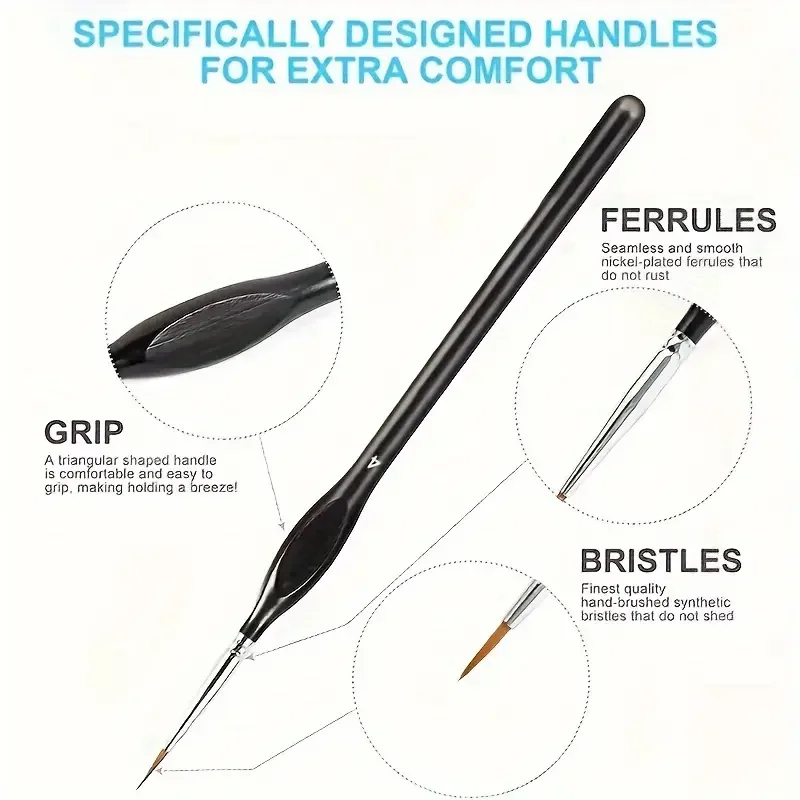 Juego de pinceles de arte, 6 juegos de pinceles secos + 11 juegos de pinceles de micropintura, cerdas de detalle para acrílico, acuarela, pintura al óleo