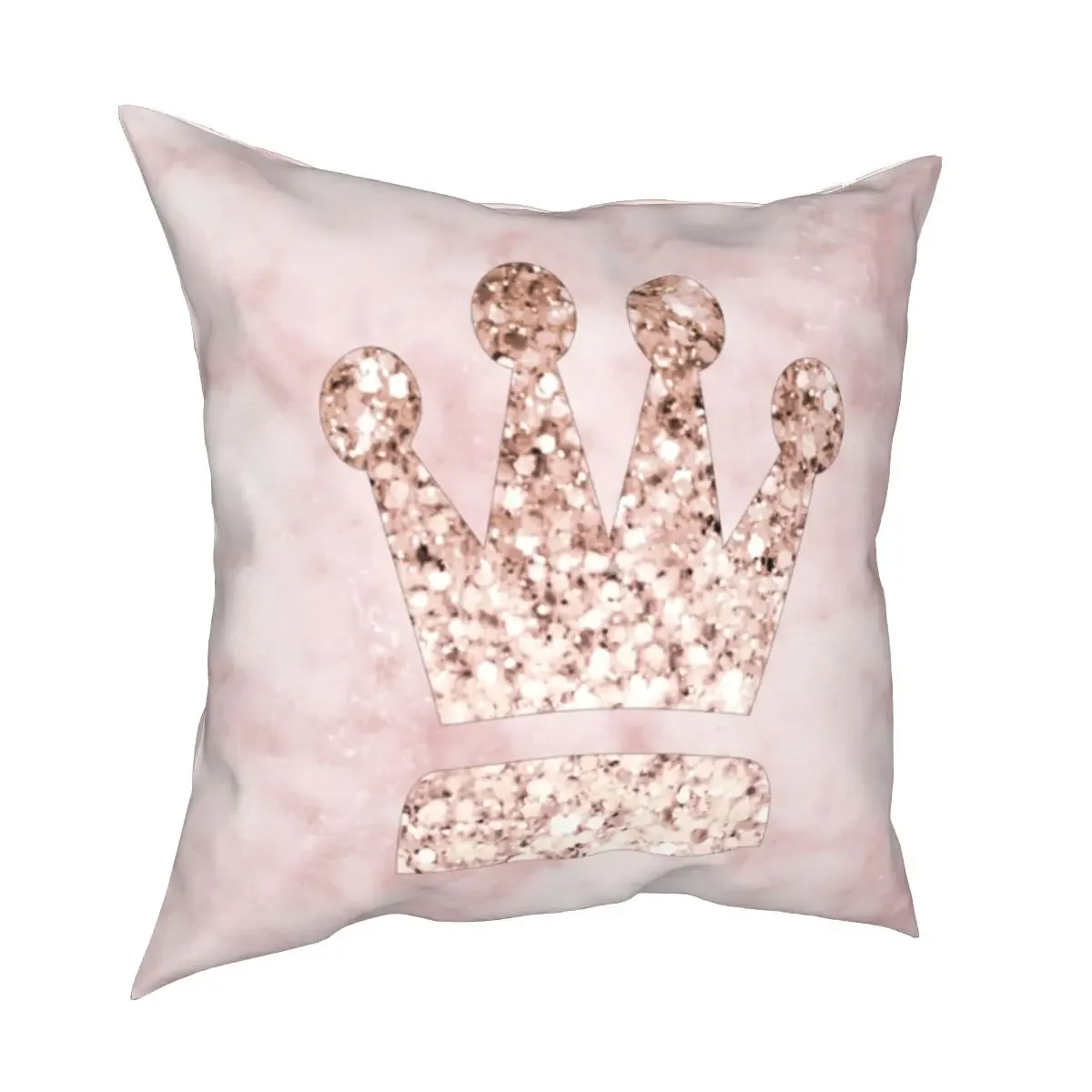 Rose Gold Shine Crown Pillow Cases Pink Marble Girly Nordic Cushion Cover Zippered Decorative Pillowcase for Living Room 40x40cm