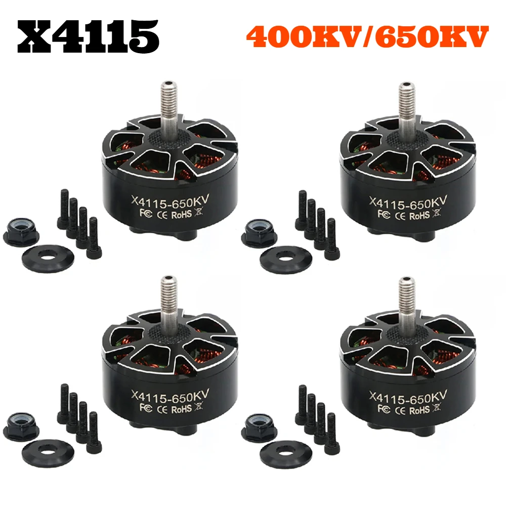 

4 шт./лот, хит продаж 4115 X4115 400KV/650KV 3-8S, бесщеточный двигатель, совместимый с 13/15/16-дюймовым пропеллером для FPV RC Racing Drone Parts