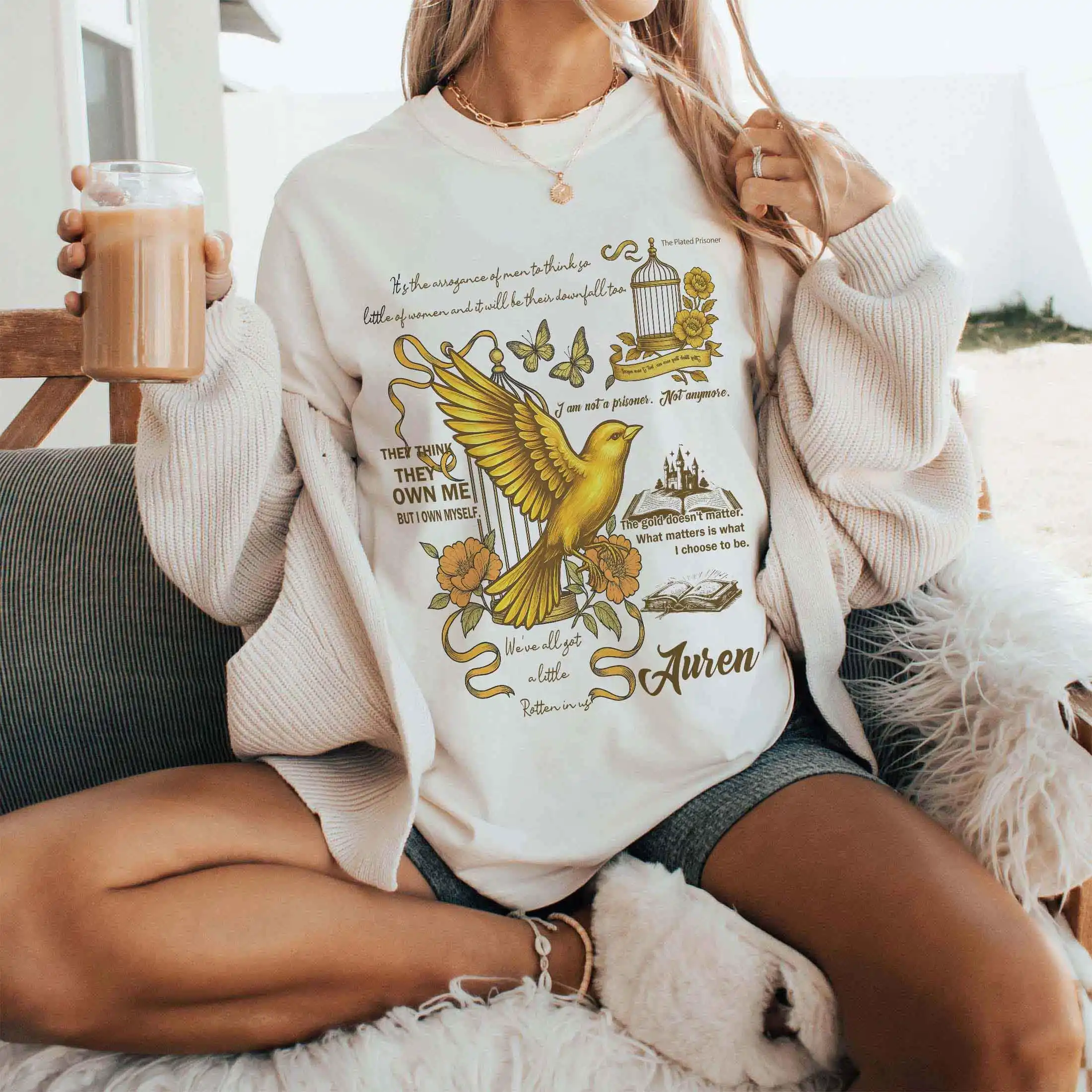 Plated Prisoner Shirt, Auren Goldfinch T Shirt, Gold Cage Tee, Gild Book Tee Shirts, Plated Prisoner, Gift for Book Lover
