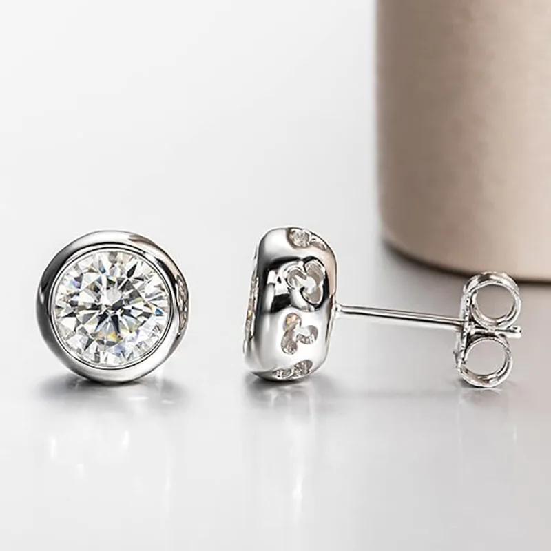 حقيقي D اللون مويسانيتي أقراط الماس 100% s925 فضة مويسانيتي الأذن مسمار لوحة 18k الذهب غرامة مجوهرات GRA