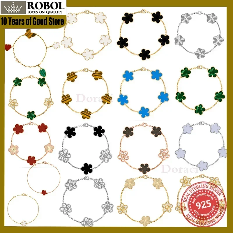 

2026S925 Silver High Quality Jewelry Five Leaf Lucky Grass Bracelet, Classic and Luxury, Elegant and Versatile