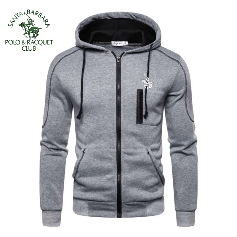 SANTA BARBARA POLO & RACQUET CLUB 2025 nueva chaqueta con capucha para hombre, ropa de calle, sudaderas de manga larga, jersey con capucha y cremallera para hombre Spo
