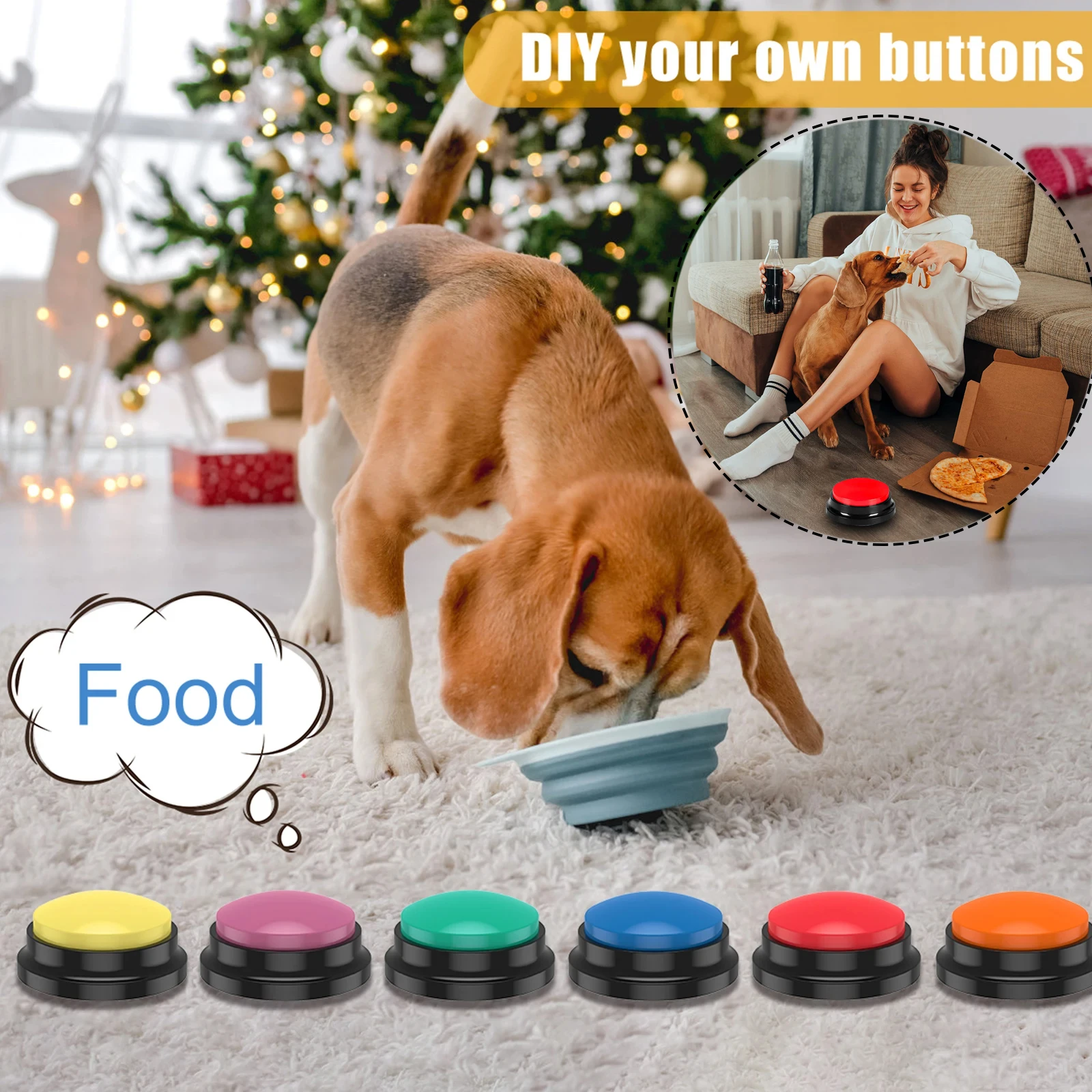 

4pcs Recordable Dog Training Buttons with Lightweight Pet Interactive Dog Cat Pet Training Buzzer Talking Button Smart Toy