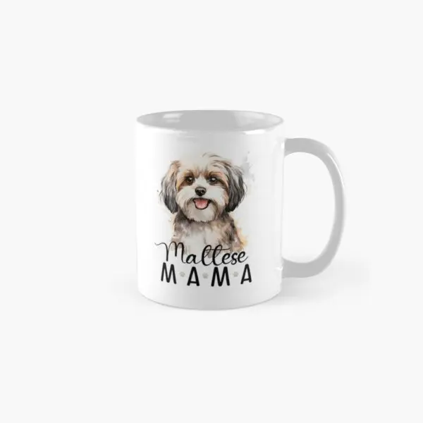 Maltese Mama Artwork For Maltese Lovers  Mug Tea Image Coffee Photo Drinkware Simple Printed Picture Cup Handle Round Design