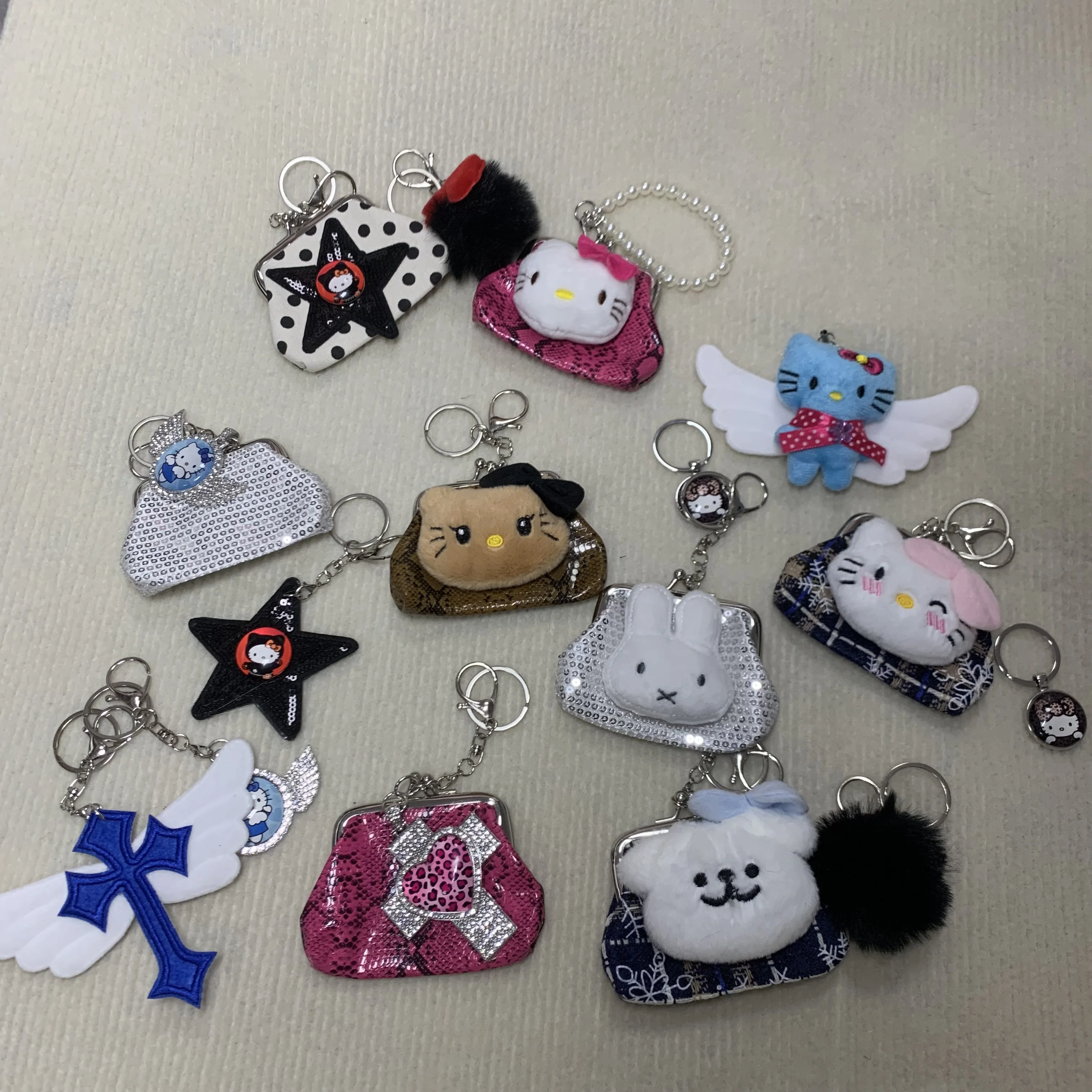 Originele Millennium Hot Girl Retro Mini Portemonnee Kitty Hanger Solitaire Showa 90s Sleutelhanger Cadeaus voor meisjes