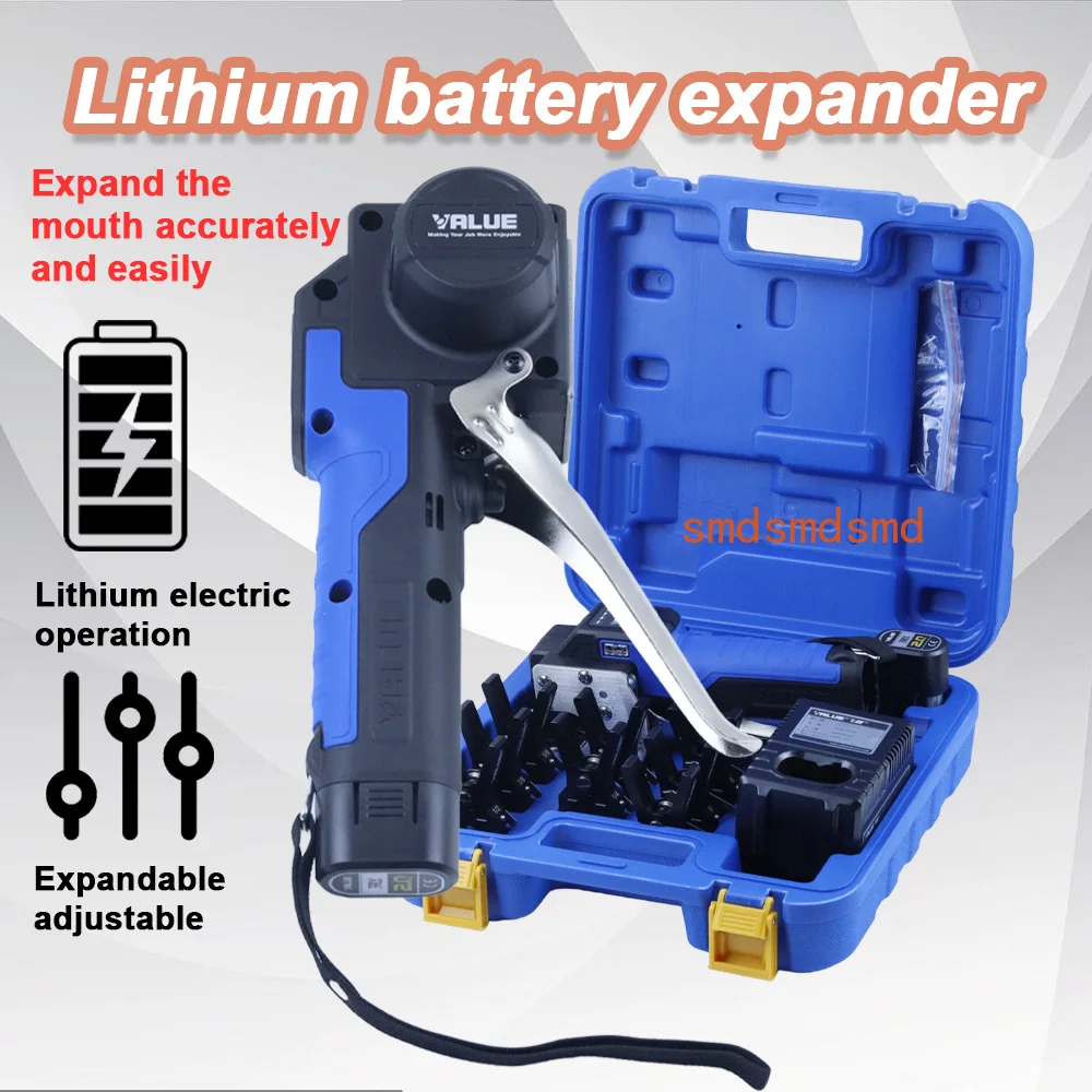 Cordless Pipe Tube Expander Tool 1/4”-3/4” Electric Flaring Tool Kit Lithium Battery for Soft Copper Aluminum Brass Pipe