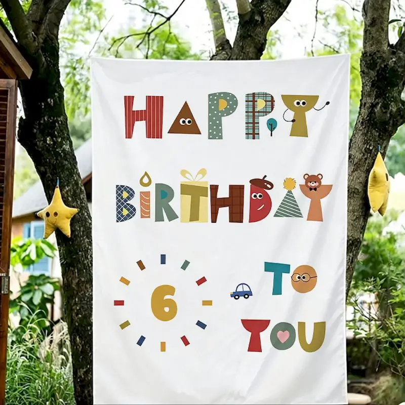 VIKAMA Birthday Numbers 5-10 Tapestry Wall Hanging, 6 Designs, Wall Decor for Bedroom Living Room Dorm