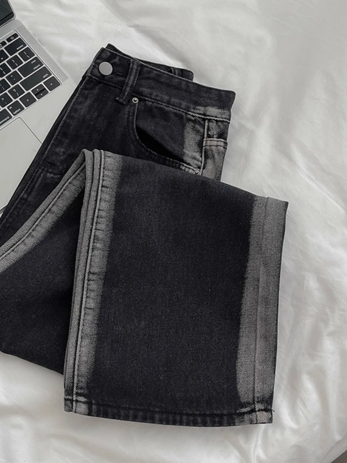 

Waed adient Blue Jeans Men's Spring Autumn Loose Straight Casual Pants American High Street Vintage Brand Youth Faion