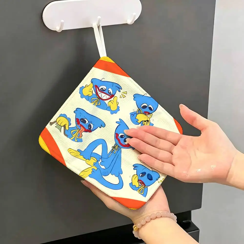 P-POPPYS PLAYTIME H-Huggy-Wuggyes Polyester Cotton Hand Wiping Towel, Anti-shrink Hanging Kitchen Cloth for Household Cleaning