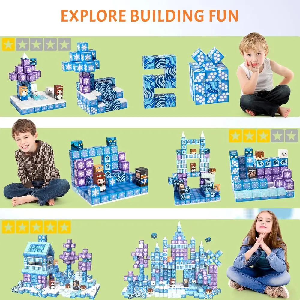 Magnetic Building Blocks Set - 300 Pieces for Kids, Montessori STEM Toys, Ideal Gift for Ages 3-12