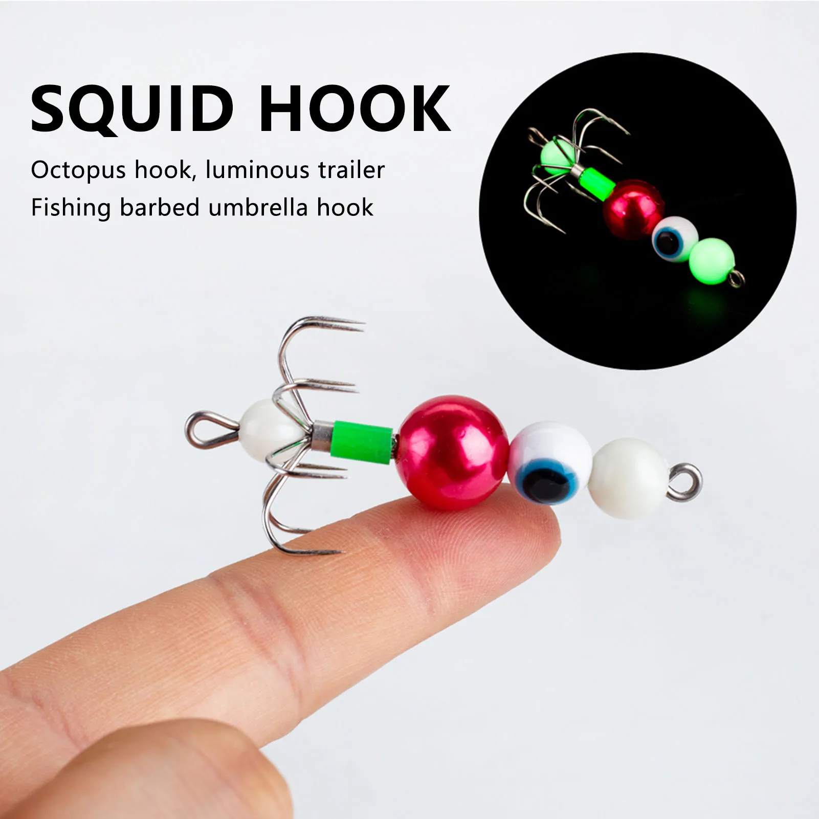 Luminous Squid Hook Super Sharp Luminous Fishing Bead Without Thorns Umbrella Hook Universal High Carbon Steel Explosive Hooks