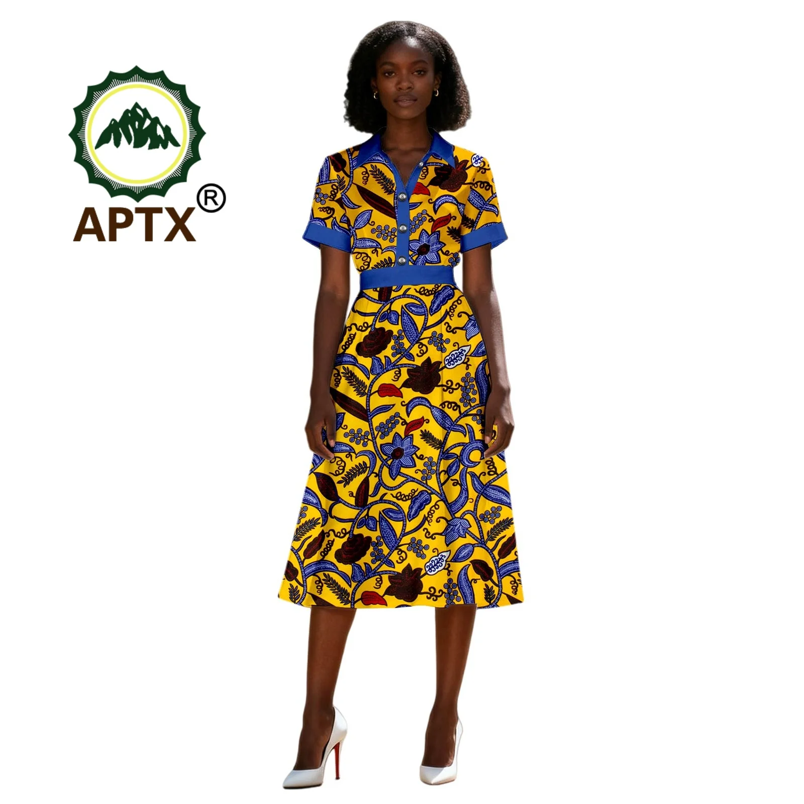 

Женские платья с африканским принтом, платье-поло с короткими рукавами до середины икры, лоскутное платье в стиле Анкара, повседневное праздничное платье, женская одежда в стиле Дашики